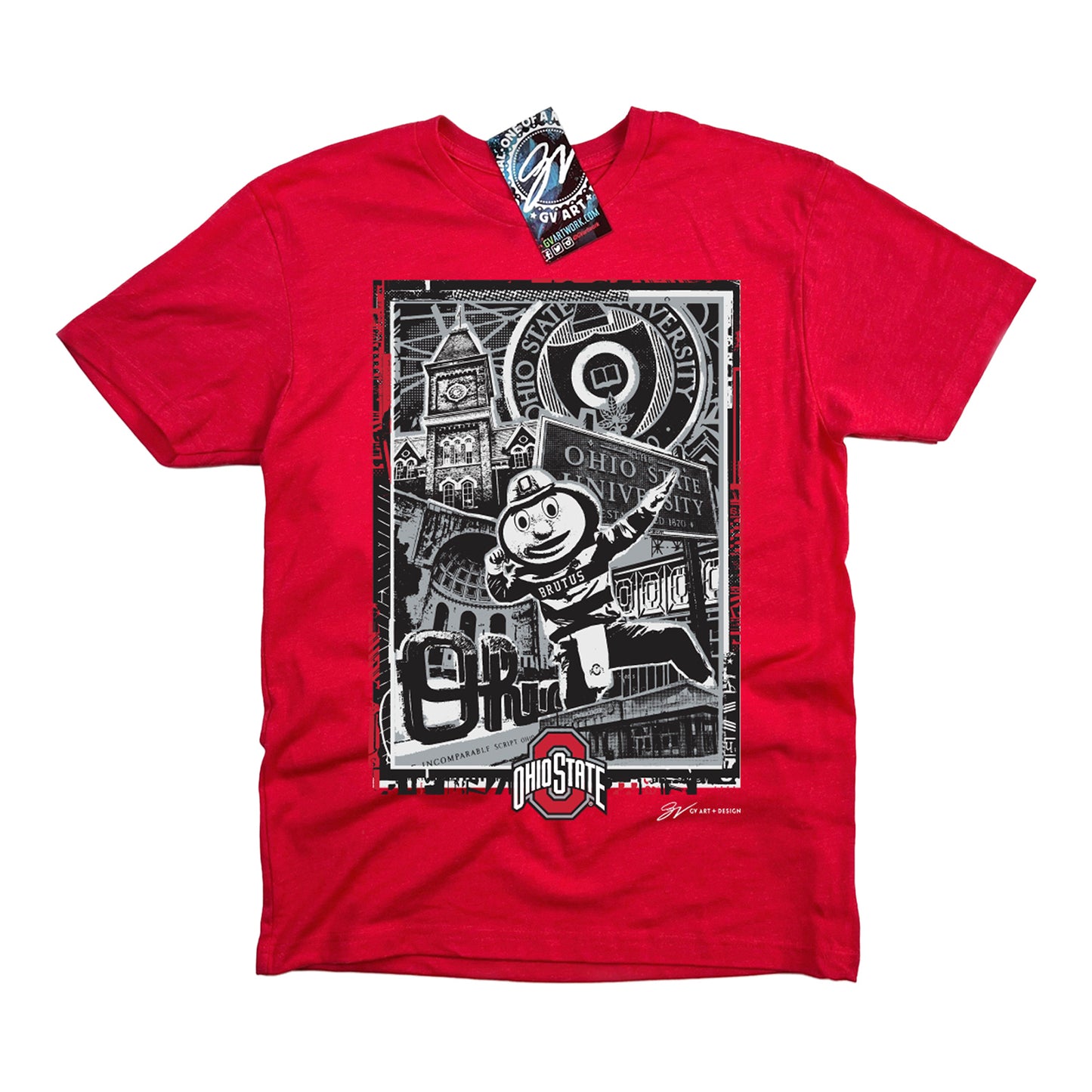 Ohio State Buckeyes GV Art & Design Buckeyes Collage T-Shirt In Red - Front View