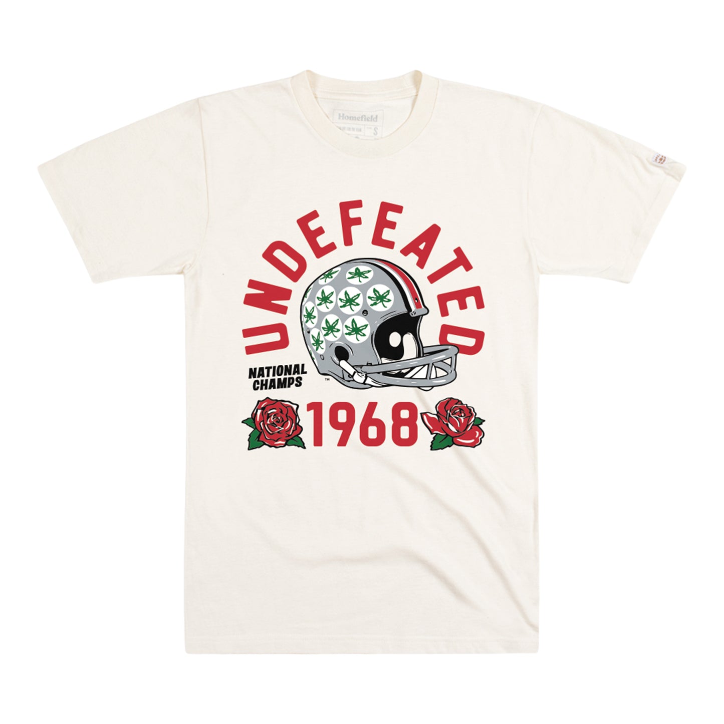 Ohio State Buckeyes Homefield Undefeated 1968 T-Shirt In White - Front View