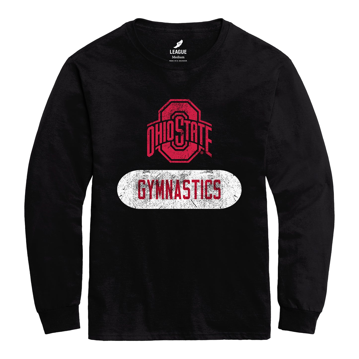 Ohio State Buckeyes Men's Gymnastics Wordmark Long Sleeve T-Shirt - Front View
