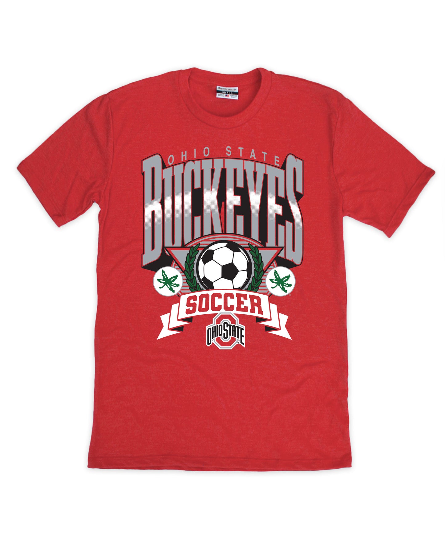 Ohio State Buckeyes Red Soccer Laurel Wreath Tee - Front View