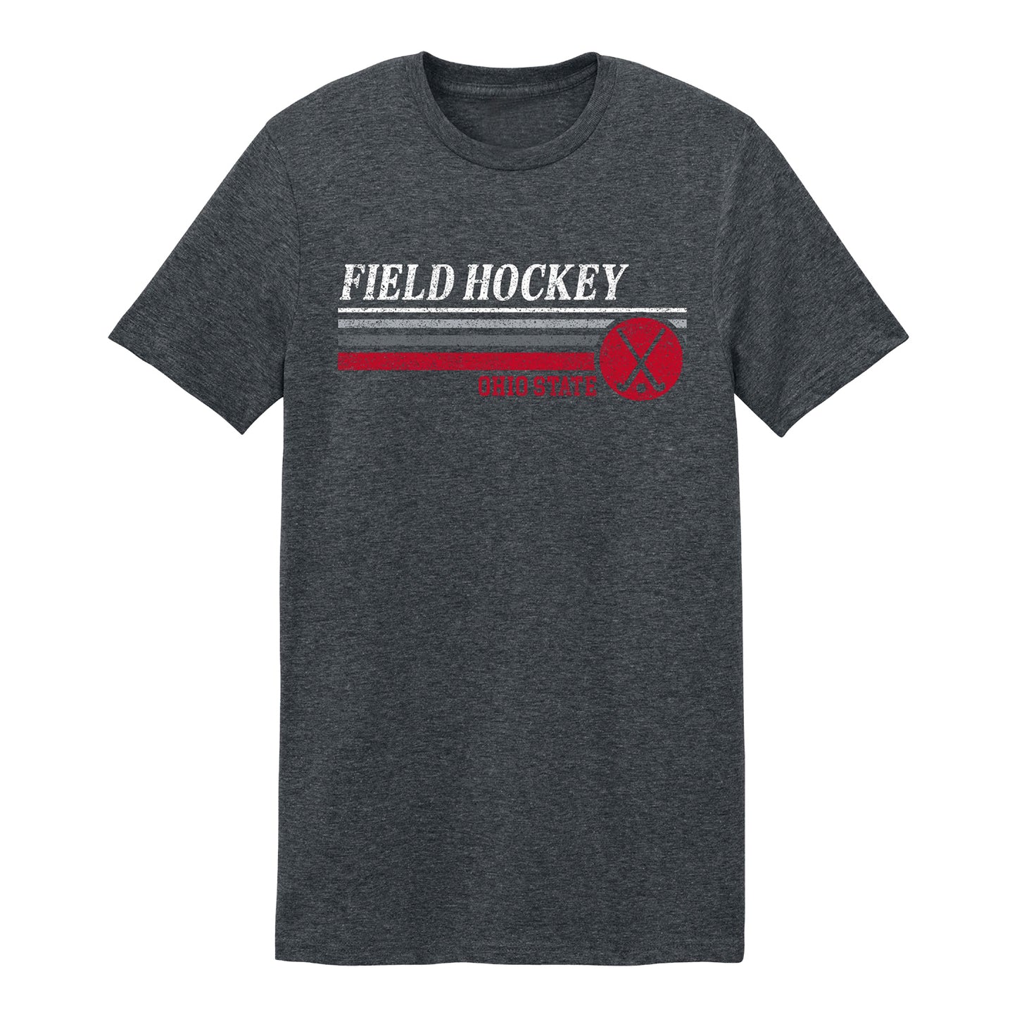 Ohio State Buckeyes Field Hockey Gray Crossed Sticks Tee - Front