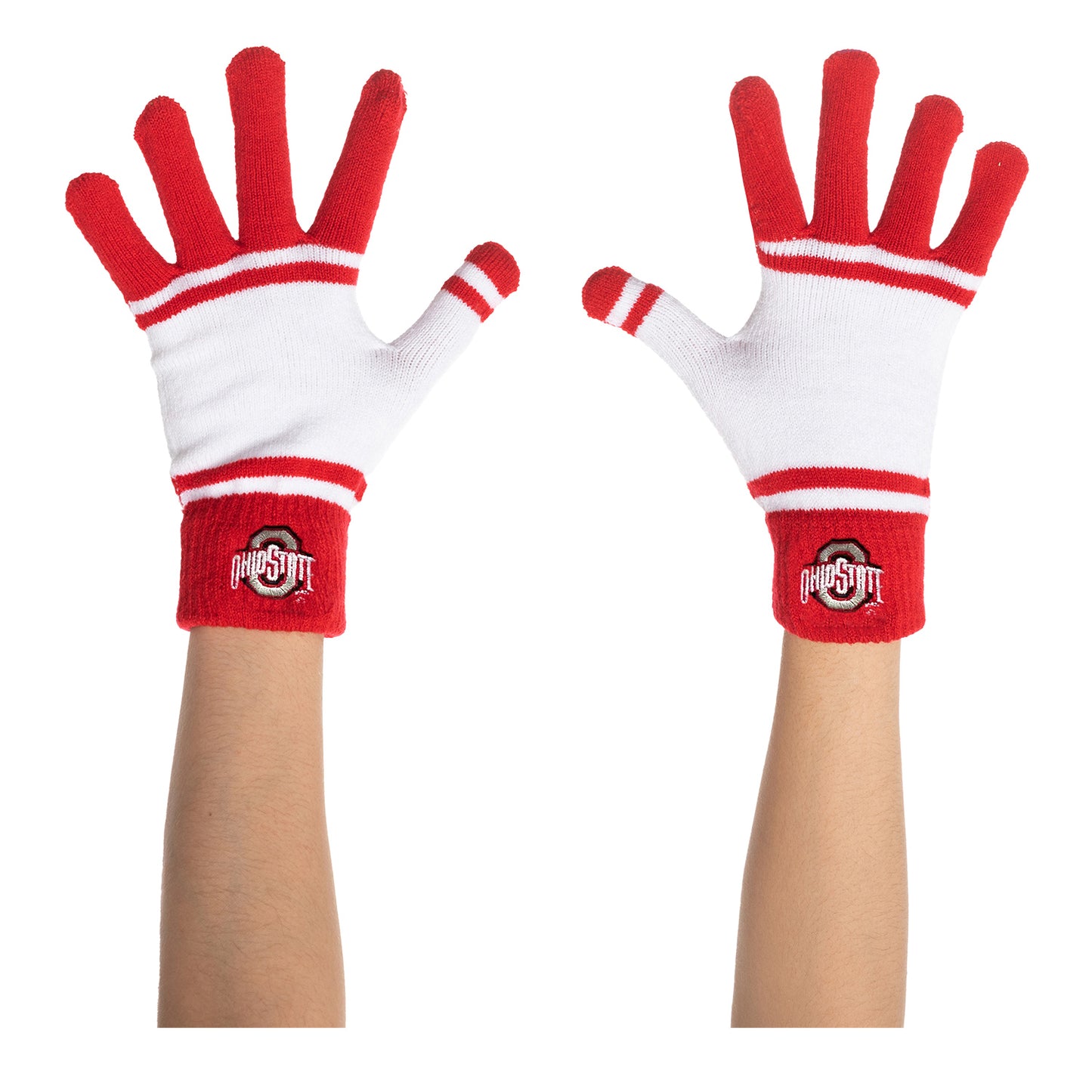 Ohio State Buckeyes Striped Knit Gloves - Main View