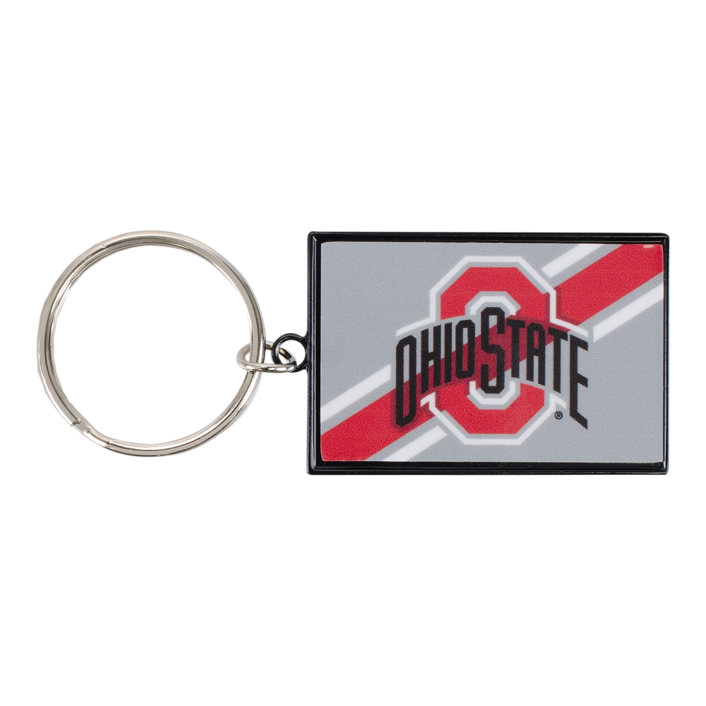 Ohio State Buckeyes Aminco Primary Logo Stripe Keychain - Front
