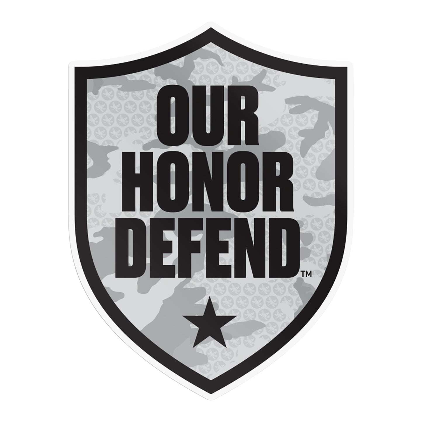 Ohio State Buckeyes Our Honor Defend Vinyl Decal In Gray - Front View