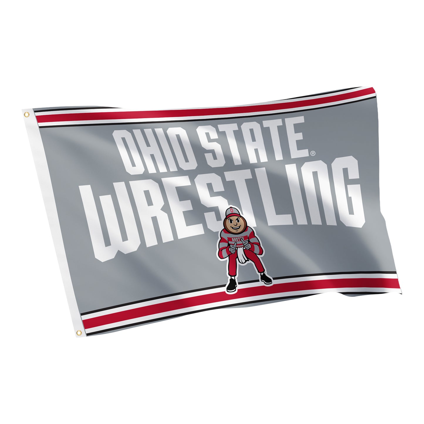 Ohio State Buckeyes Desert Cactus 3X5 Wrestling Flag In Gray - Front View