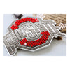 Ohio State Buckeyes Limited Edition Silver Primary Logo Ornament with Crystals - Angled Front View