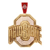 Ohio State Buckeyes Limited Edition Bronze Primary Logo Ornament with Crystals - Front View