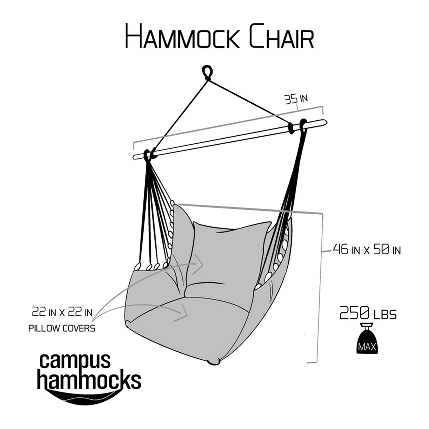 Ohio State Buckeyes Brutus Hanging Chair Swing - Dimensional View