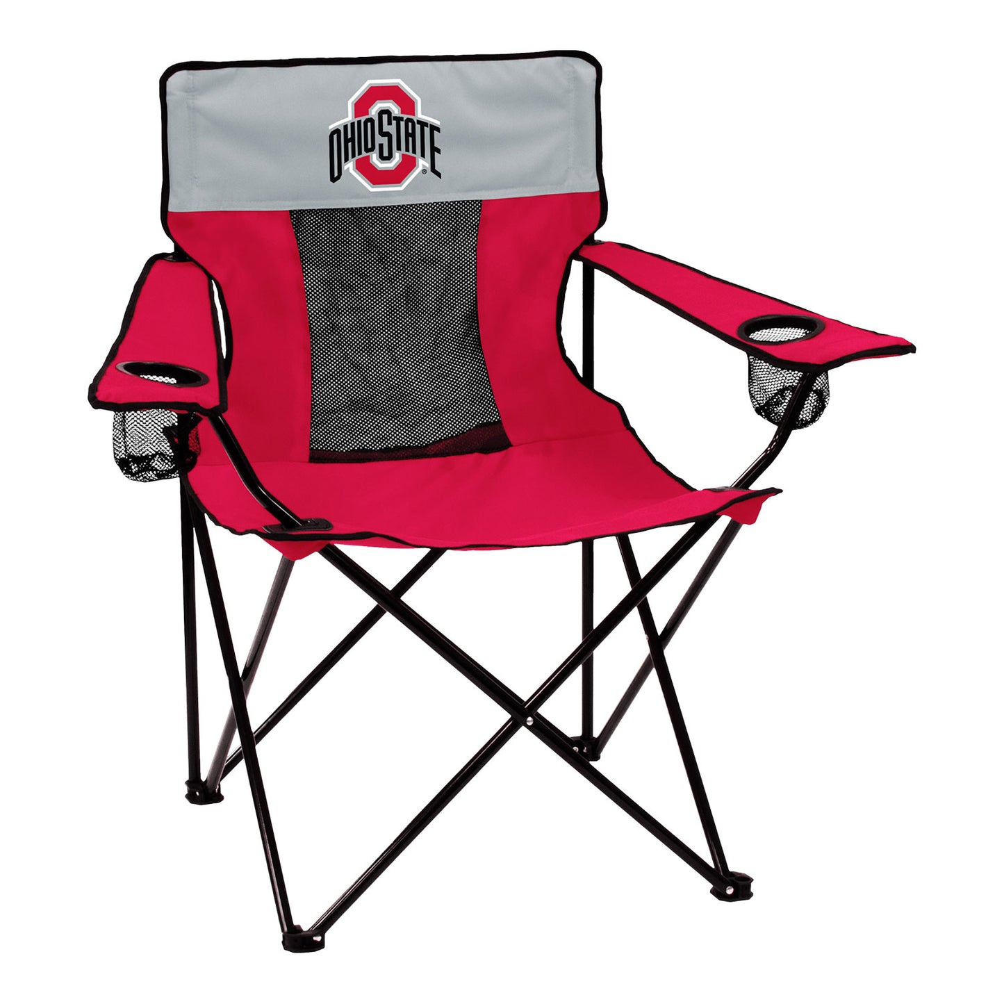Ohio State Buckeyes Logo Brands Elite Outdoor Folding Chair In Red - Front View