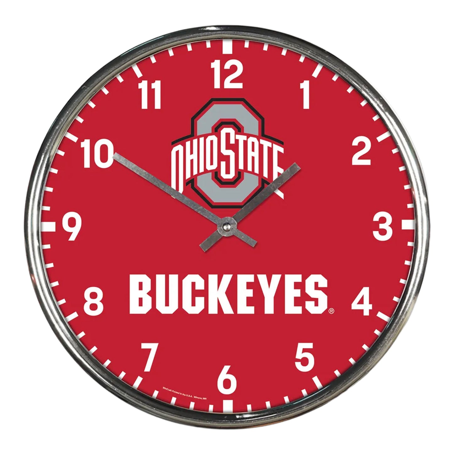 Ohio State Buckeyes Chrome Clock - Front View