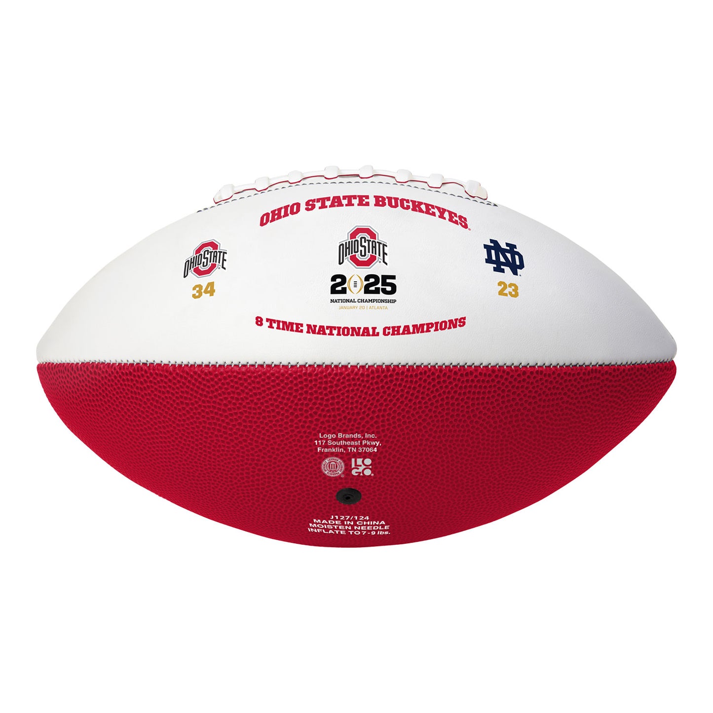 Ohio State Buckeyes 2024 National Champions Commemorative Football In White - Front View