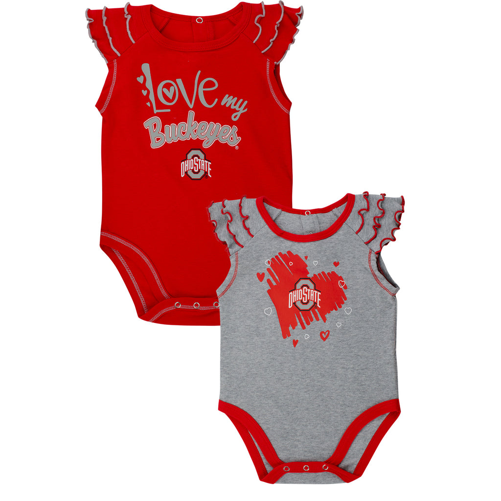 Infant Ohio State Buckeyes 2-Pack Girls Creeper Touchdown Set / 18 Months