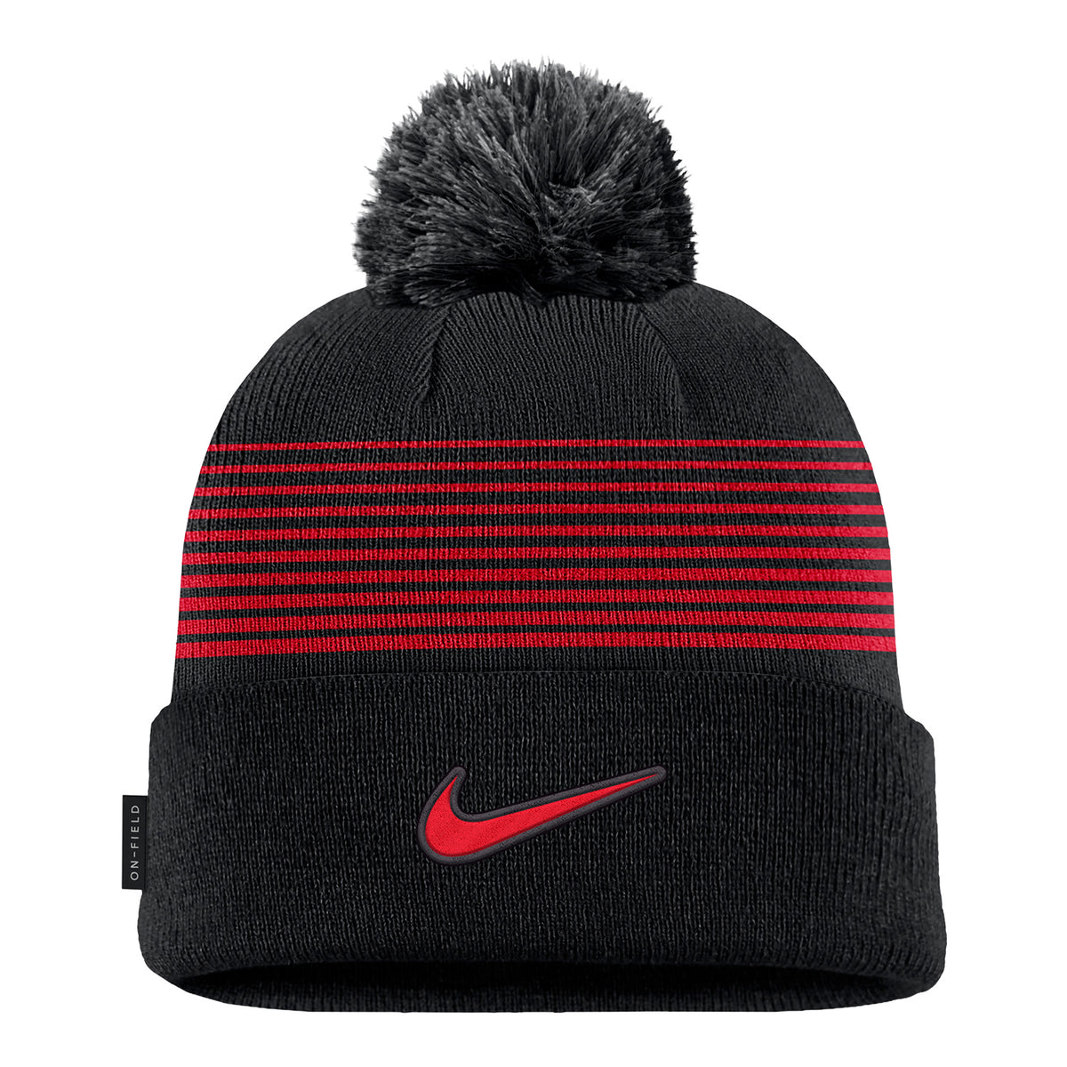 Youth Ohio State Buckeyes Nike Striped Pom Beanie - Back