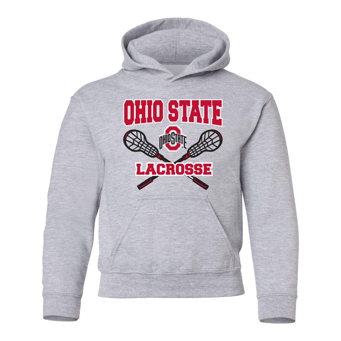 Youth Ohio State Buckeyes Lacrosse Sweatshirt In Grey - Front View