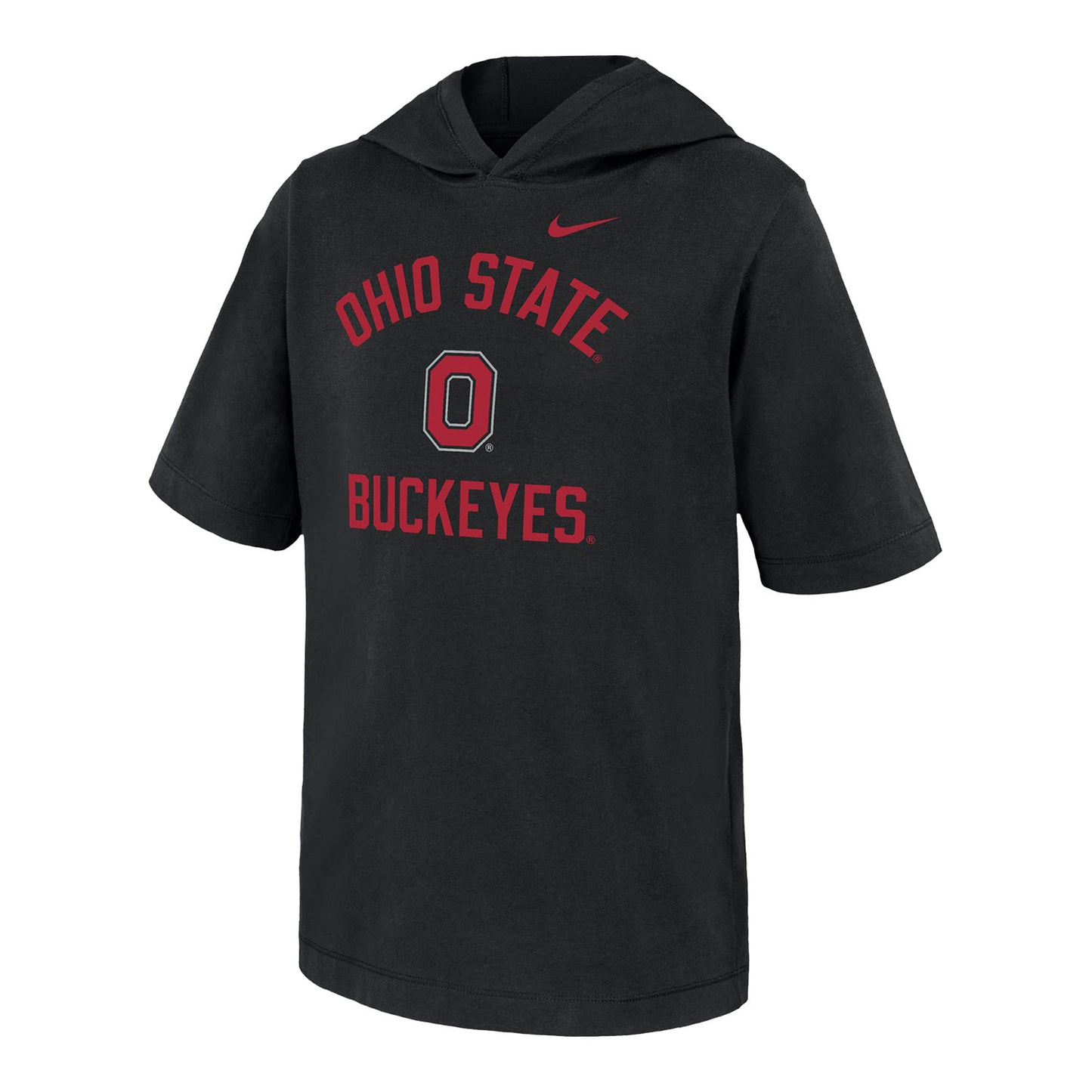 Youth Ohio State Buckeyes Nike Short Sleeve Black Hoodie T-Shirt - In Black - Front View