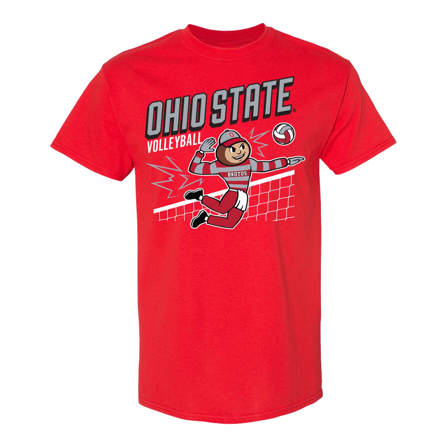 Youth Ohio State Buckeyes Brutus Volleyball T-Shirt In Scarlet - Front View