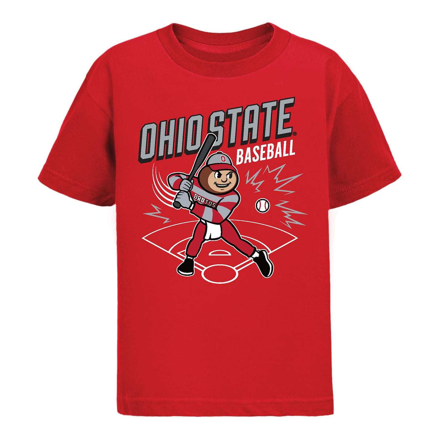 Youth Ohio State Buckeyes Brutus Baseball T-Shirt In Scarlet - Front View