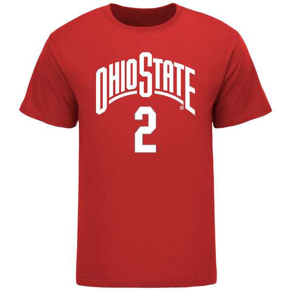Ohio State Buckeyes Women's Basketball Student Athlete #14 Taylor Thierry T-Shirt - In Scarlet - Front View