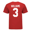 Ohio State Buckeyes Miyan Williams #3 Student Athlete Football T-Shirt - In Scarlet - Back View