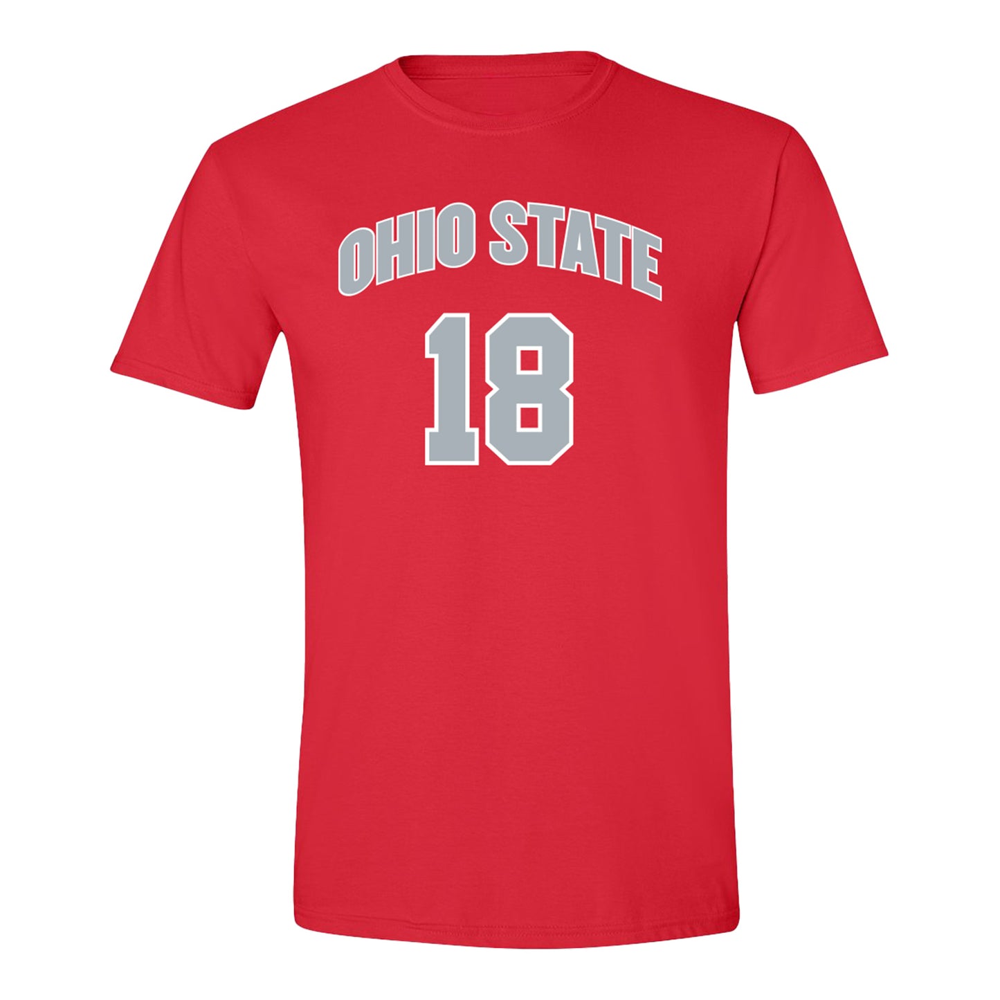 Ohio State Buckeyes Women's Soccer Student Athlete T-Shirt #18 Anika Poremba In Red - Front View