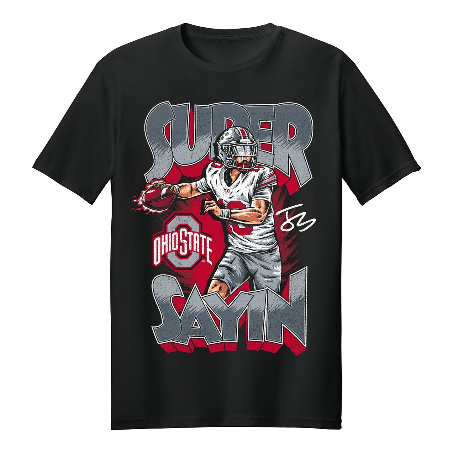 Ohio State Buckeyes Football Student Athlete #10 Julian Sayin "Super Sayin" T-Shirt - Front