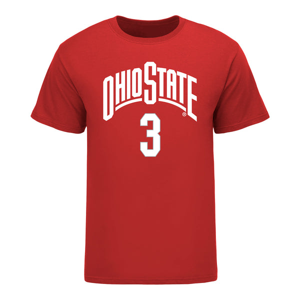 Ohio State Buckeyes Men's Basketball Student Athlete #3 Taison Chatman T-Shirt - Front View