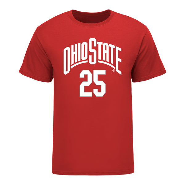 Ohio State Buckeyes Men's Basketball Student Athlete #25 Austin Parks T-Shirt - Front View