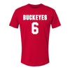 Ohio State Buckeyes Women's Lacrosse Student Athlete #6 Maeve Simonds T-Shirt - Front View