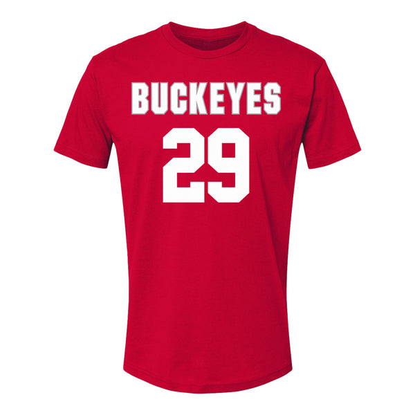 Ohio State Buckeyes Women's Lacrosse Student Athlete #29 Bella Cleveland T-Shirt - Front View