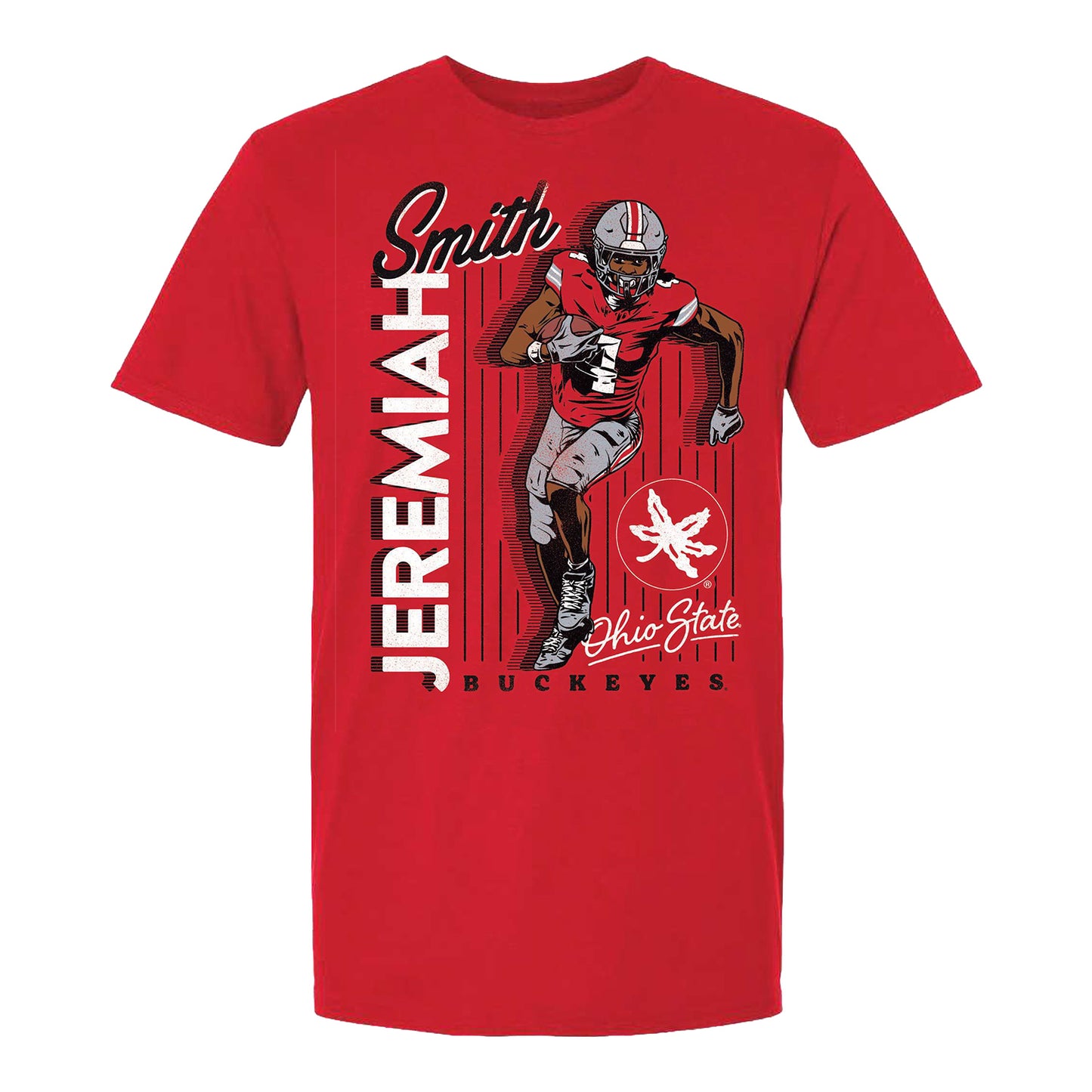 Ohio State Buckeyes Football Student Athlete #4 Jeremiah Smith Motion T-Shirt - Front