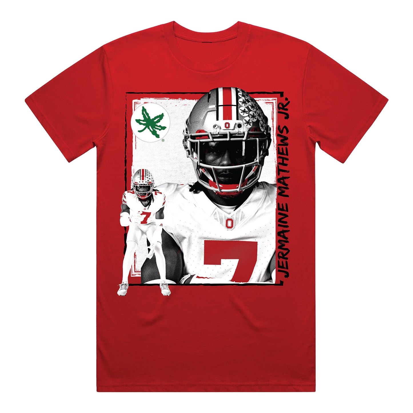 Ohio State Buckeyes Football Student Athlete #7 Jermaine Mathews Jr. Duo T-Shirt - Front