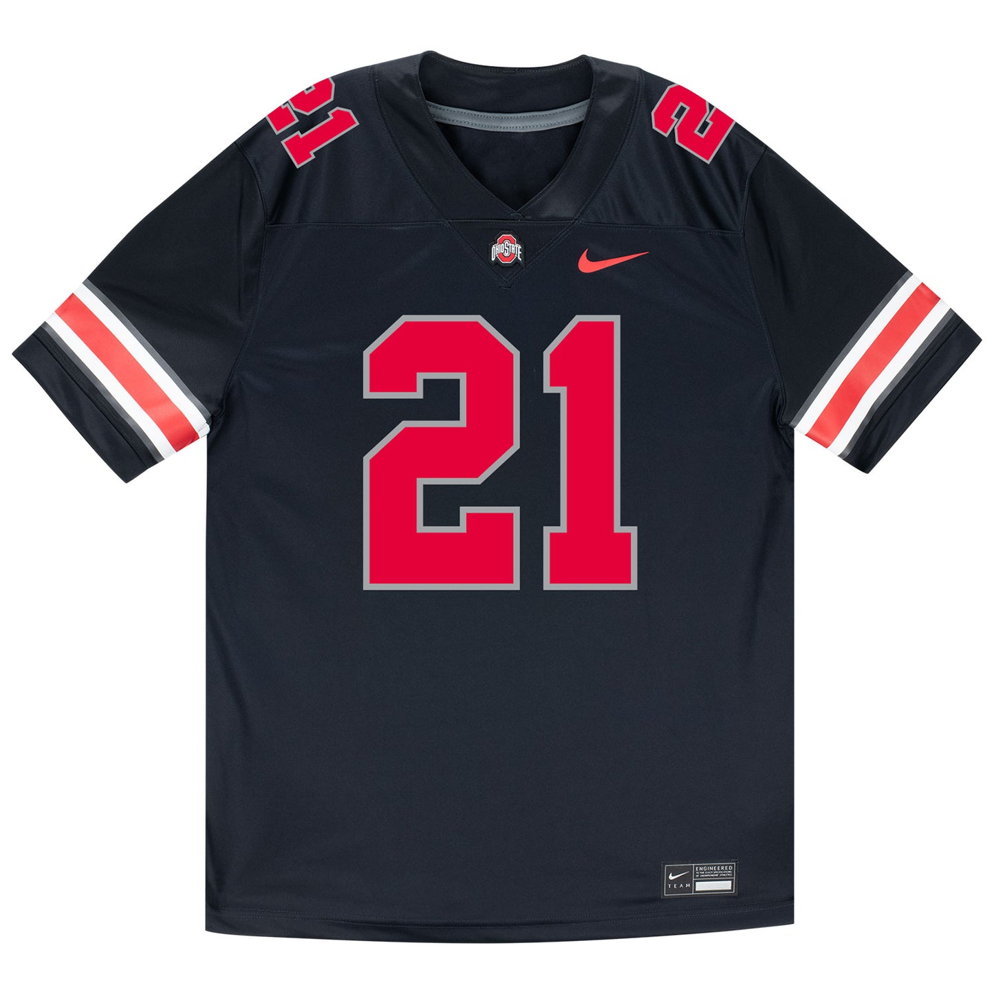 Ohio State Buckeyes Nike #21 Brenten Jones Student Athlete Black Football Jersey - Front View