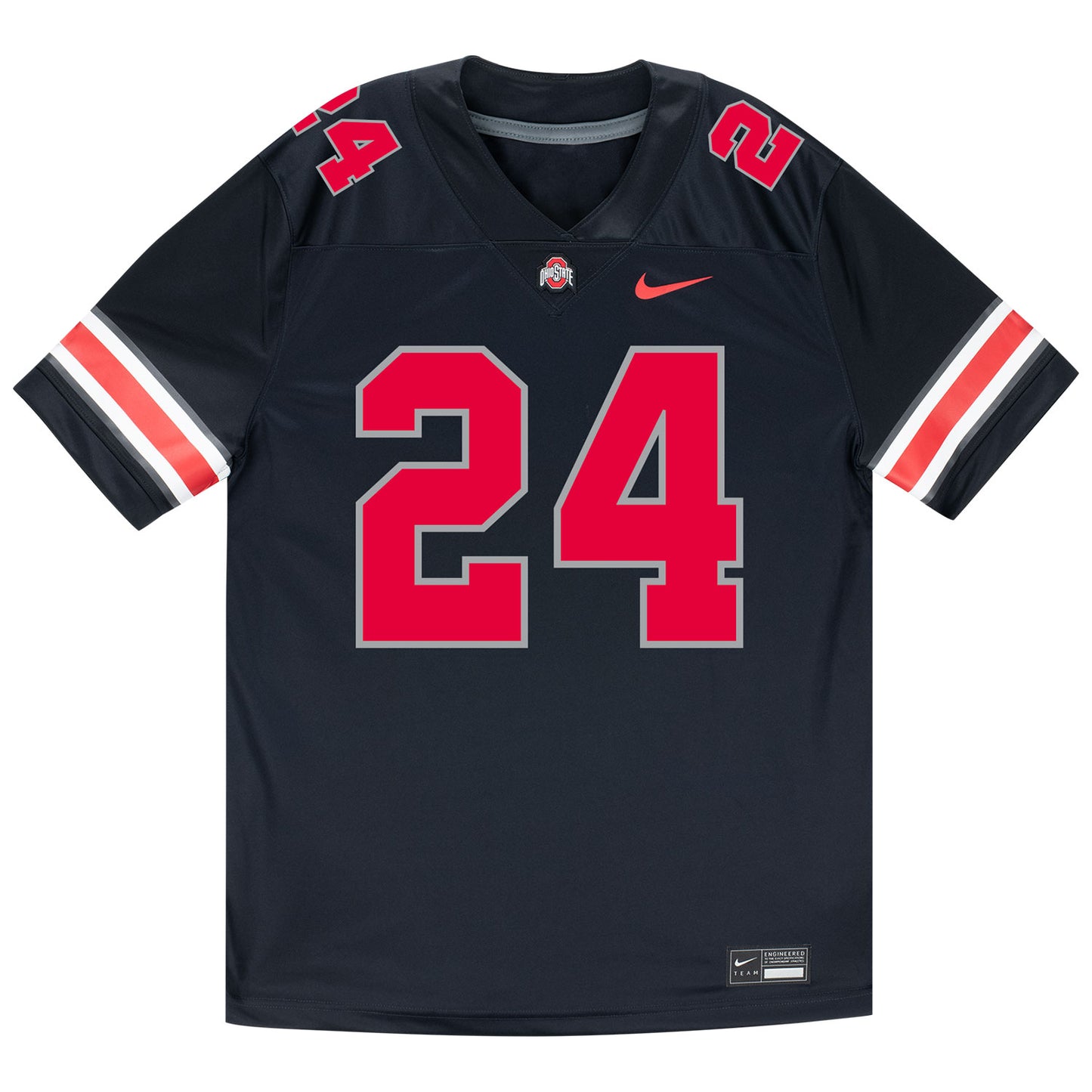Ohio State Buckeyes Nike #24 Deshawn Stewart Student Athlete Black Football Jersey - Front View