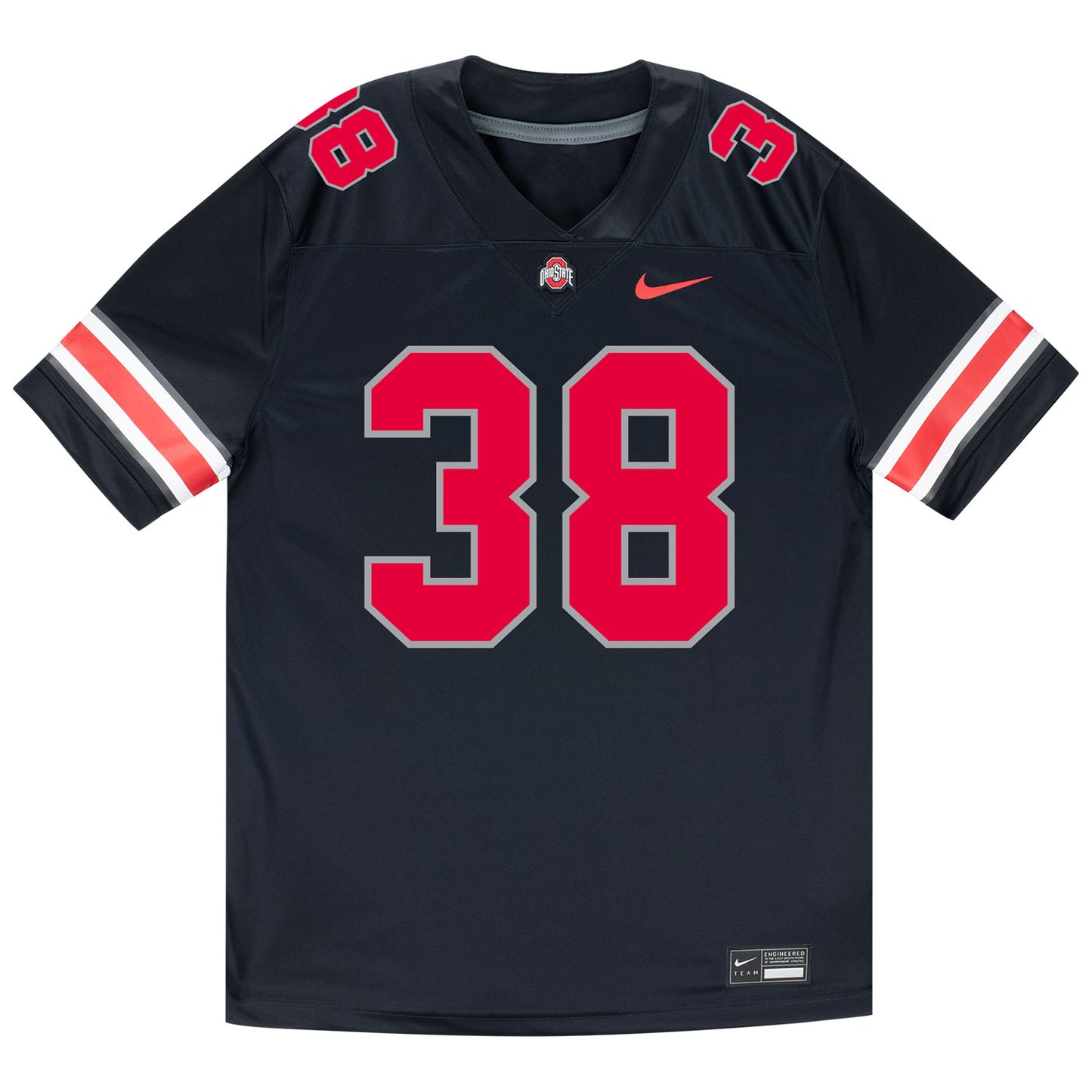 Ohio State Buckeyes Nike #38 Eli Riggs Student Athlete Black Football Jersey - Front View