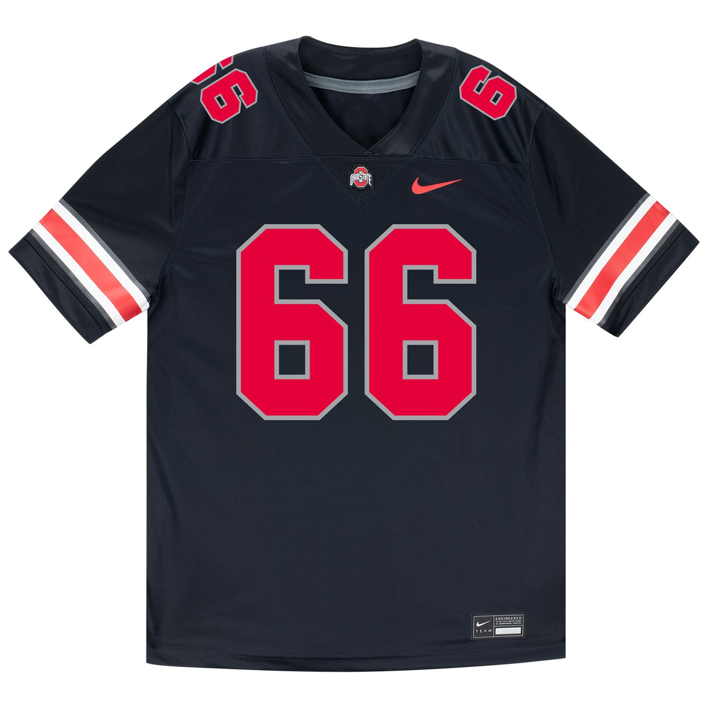 Ohio State Buckeyes Nike #66 Nate Riegle Student Athlete Black Football Jersey - Front View