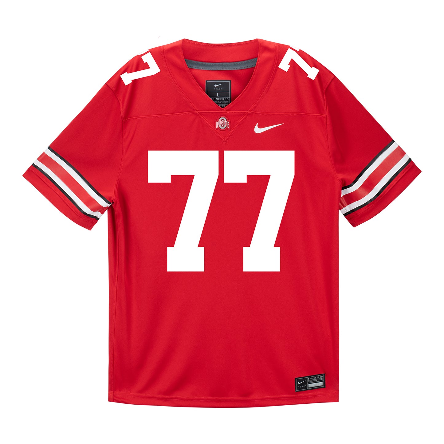 Ohio State Buckeyes Nike #77 Teg Tshabola Student Athlete Scarlet Football Jersey - Front View