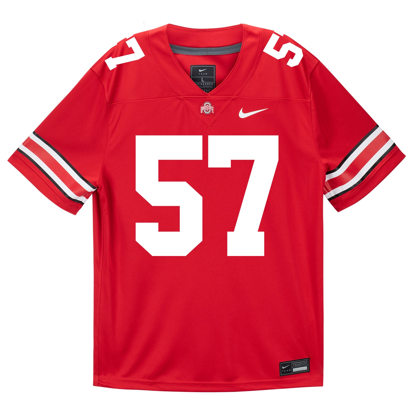 Ohio State Buckeyes Nike #57 Ian Gecse Student Athlete Scarlet Football Jersey - Front View