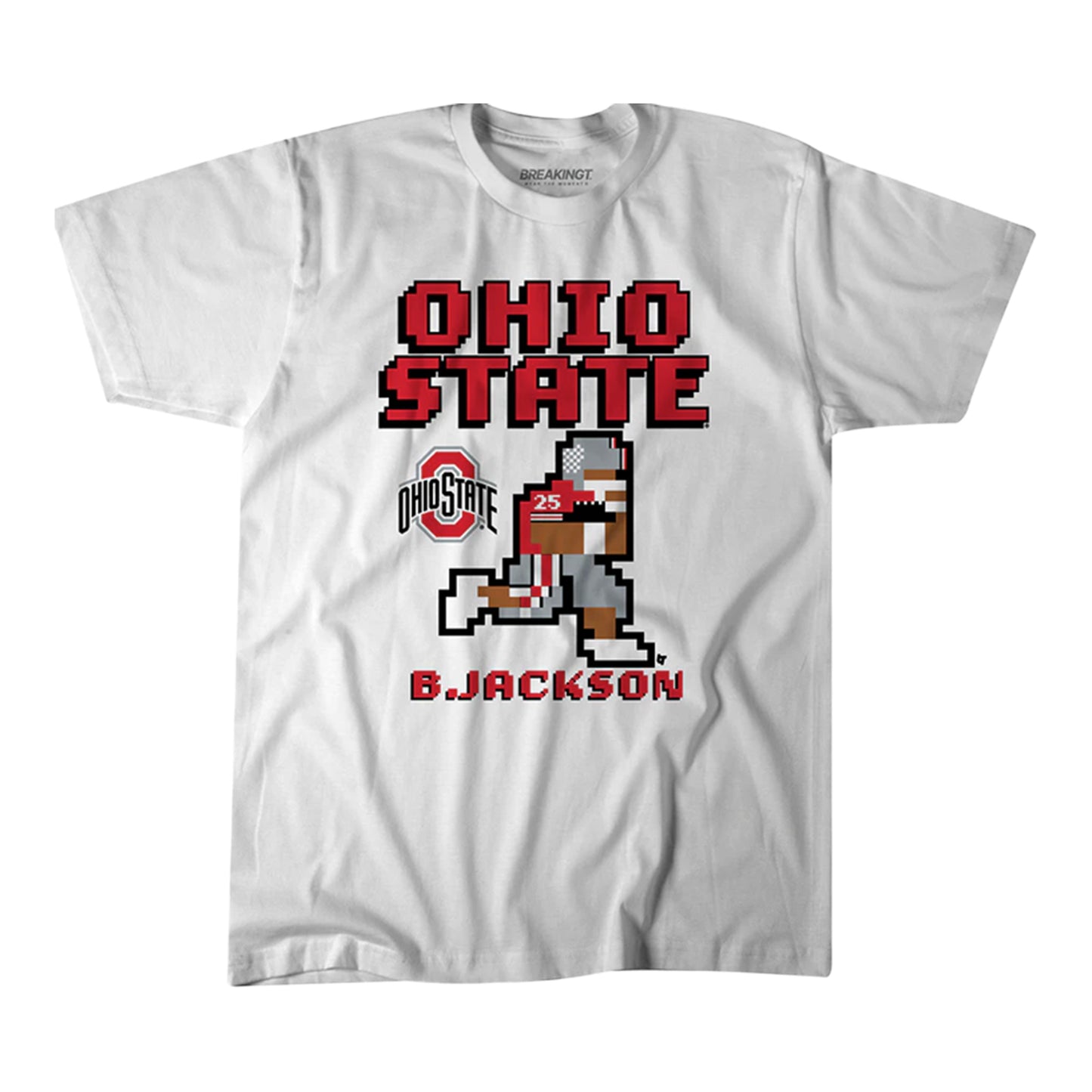 Ohio State Buckeyes Breaking T Retro Baller #25 Bo Jackson T-Shirt - Front View