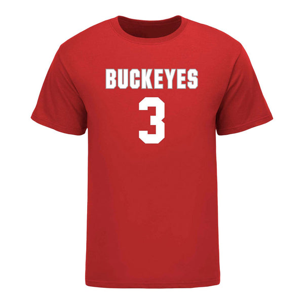 Ohio State Buckeyes Men's Lacrosse Student Athlete #3 Ari Allen T-Shirt In Scarlet - Front View