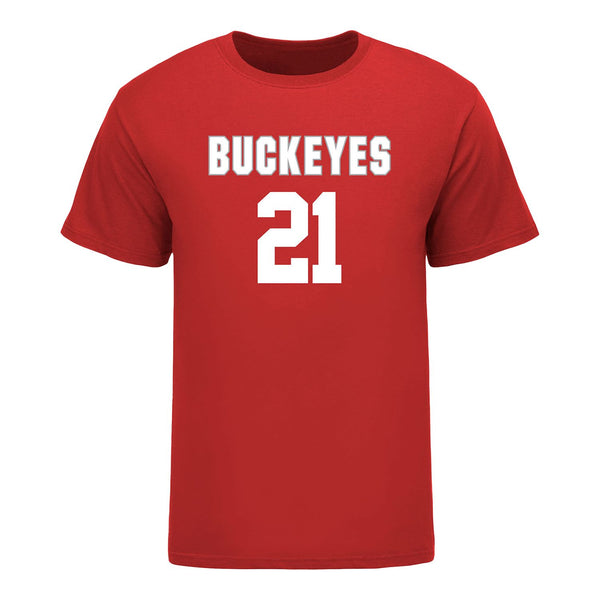 Ohio State Buckeyes Women's Lacrosse Student Athlete #21 Erin O'Neil T-Shirt In Scarlet - Front View