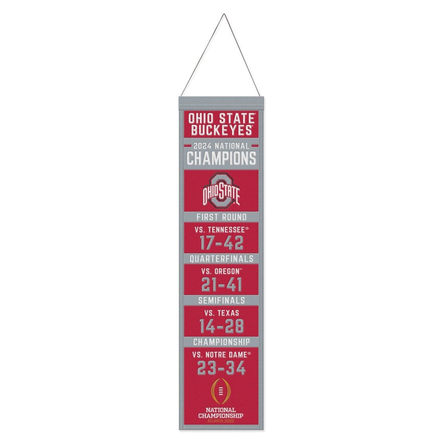 Ohio State Buckeyes 8x32 National Champions Wool Banner - Front View