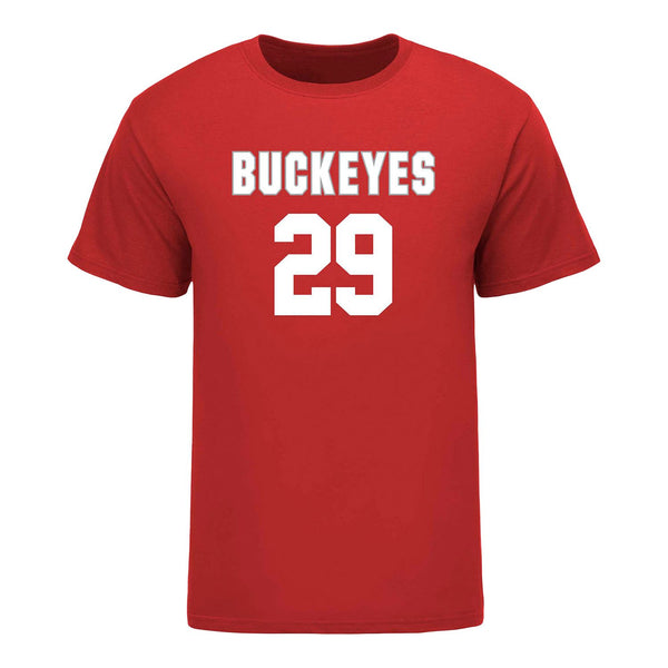 Ohio State Buckeyes Men's Lacrosse Student Athlete #29 Gavin Begonia T-Shirt In Scarlet - Front View