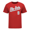 Ohio State Buckeyes Baseball #9 Matthew Graveline Student Athlete T-Shirt in Scarlet - Front View