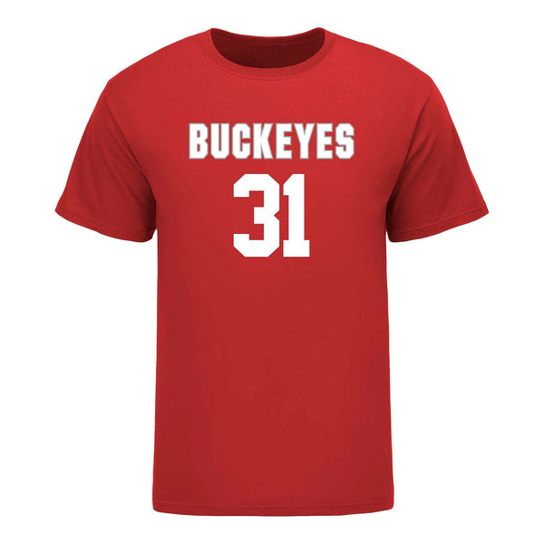 Ohio State Buckeyes Men's Lacrosse Student Athlete #31 Matt Caputo T-Shirt In Scarlet - Front View