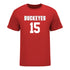 Ohio State Buckeyes Women's Lacrosse Student Athlete #15 Stella Wineman T-Shirt In Scarlet - Front View