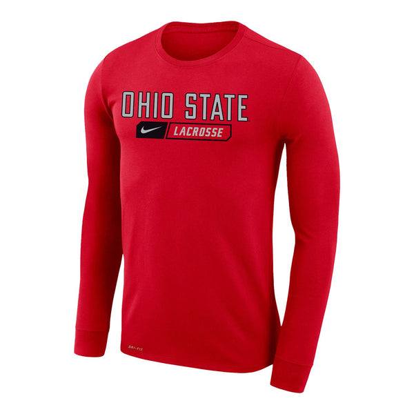 Ohio State Buckeyes Nike Legend Lacrosse Scarlet Long Sleeve T-Shirt - Front View