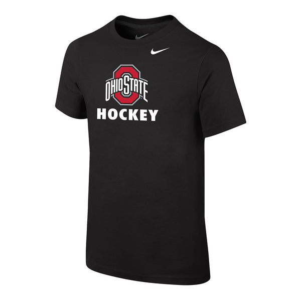 Youth Ohio State Buckeyes Ice Hockey Black T-Shirt - Front View