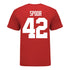Ohio State Buckeyes Women's Lacrosse Student Athlete #42 Annika Spoor T-Shirt In Scarlet - Back View