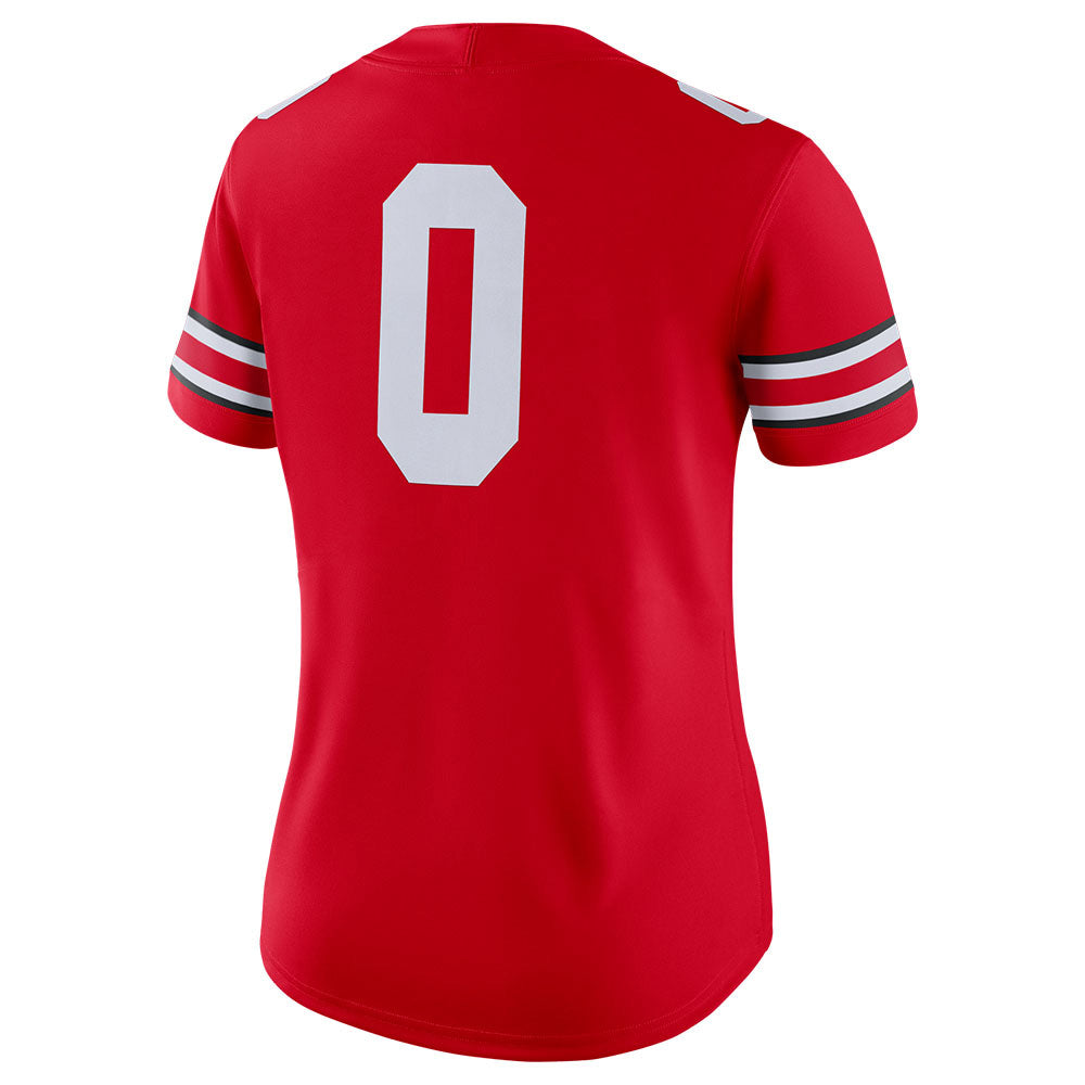 Ladies Ohio State Buckeyes Nike Football Game #0 Red Jersey - Back View