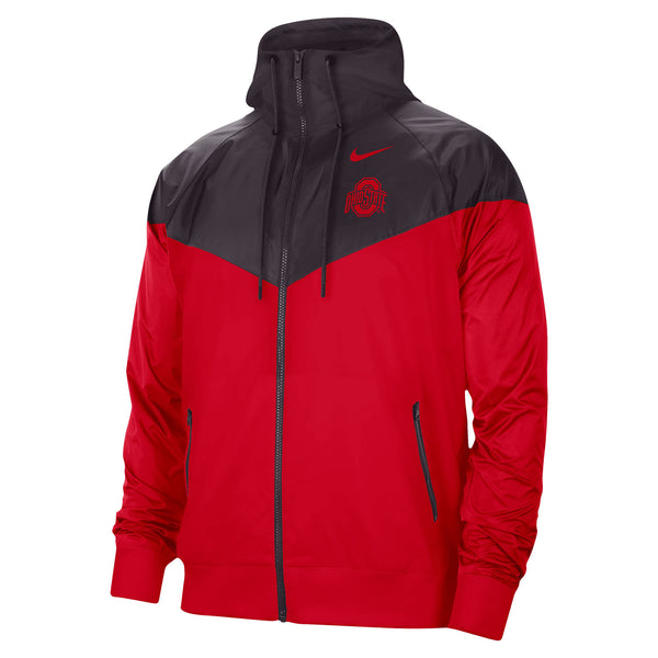 Ohio State Buckeyes Nike Wind Runner Jacket in Black and Scarlet - Front View